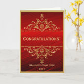  Red Gold Glam Gefeliciteerd Afstuderen Kaart (Gele Bloem)