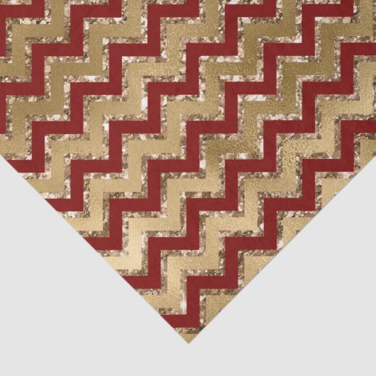Red Gold Glam Zigzag Stripes Kerstmis Tissuepapier (Detail)