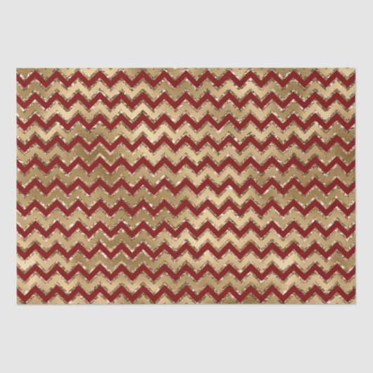 Red Gold Glam Zigzag Stripes Kerstmis Tissuepapier (Voorkant)