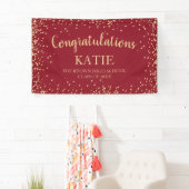 Red Gold Glitter Afstuderen gefeliciteerd Spandoek (Insitu)
