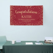 Red Gold Glitter Afstuderen gefeliciteerd Spandoek (Beurs)
