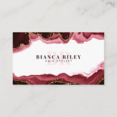 Red Gold Glitter Agaat Haarstylist Initiaal Logo Visitekaartje (Achterkant)