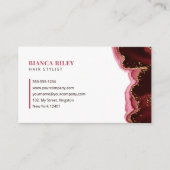 Red Gold Glitter Agaat Haarstylist Initiaal Logo Visitekaartje (Voorkant)