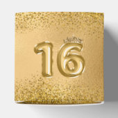 Red Gold Glitter Balloons Sweet 16 Zestien Bedankdoosjes (Bovenkant)