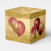 Red Gold Glitter Balloons Sweet 16 Zestien Bedankdoosjes (Achterkant)