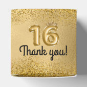 Red Gold Glitter Balloons Sweet 16 Zestien Bedankdoosjes (Bovenkant)