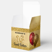 Red Gold Glitter Balloons Sweet 16 Zestien Bedankdoosjes (Geopend)