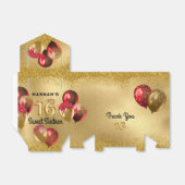 Red Gold Glitter Balloons Sweet 16 Zestien Bedankdoosjes (Uitgevouwen)