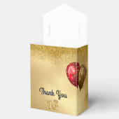 Red Gold Glitter Balloons Sweet 16 Zestien Bedankdoosjes (Geopend)