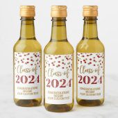 Red Gold Glitter Confetti Afstuderen Wijn Etiket (Flessen)