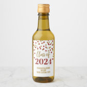 Red Gold Glitter Confetti Afstuderen Wijn Etiket (Voorkant)