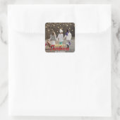 RED Gold Glitter Confetti Vrolijk kerstfeest | FOT Vierkante Sticker (Tas)