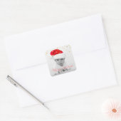 RED Gold Glitter Confetti Vrolijk kerstfeest | FOT Vierkante Sticker (Envelop)