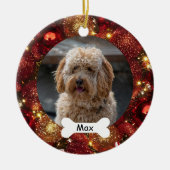 Red Gold Glitter Custom Pet Puppy Dog Foto Keramisch Ornament (Voorkant)