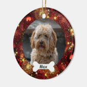 Red Gold Glitter Custom Pet Puppy Dog Foto Keramisch Ornament (Links)