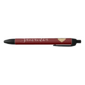 Red Gold Glitter Heart Persoonlijke naam Zwarte Inkt Pen (Bodem)
