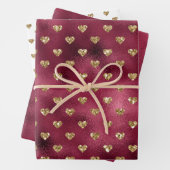 Red Gold Glitter Hearts Inpakpapier Vel (In situ)