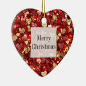 Red Gold Glitter Hearts Kerstmis Keramisch Ornament (Rechts)