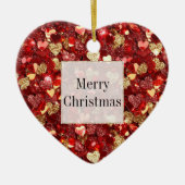 Red Gold Glitter Hearts Kerstmis Keramisch Ornament (Voorkant)