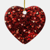 Red Gold Glitter Hearts Kerstmis Keramisch Ornament (Achterkant)