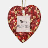Red Gold Glitter Hearts Kerstmis Keramisch Ornament (Links)