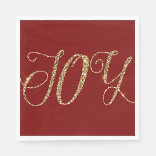 Red Gold Glitter Joy Christmas Servet (Voorkant)