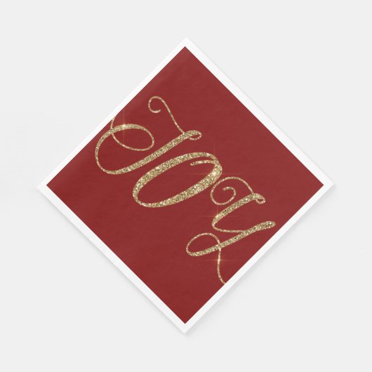Red Gold Glitter Joy Christmas Servet (Hoek)