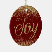 Red Gold Glitter Joy Keramisch Ornament (Rechts)