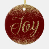 Red Gold Glitter Joy Keramisch Ornament (Voorkant)