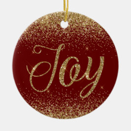 Red Gold Glitter Joy Keramisch Ornament