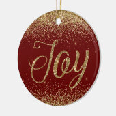 Red Gold Glitter Joy Keramisch Ornament (Links)