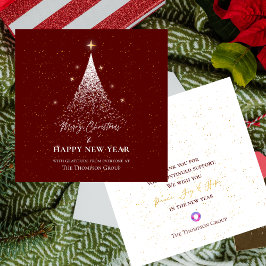 Red Gold Glitter Kerst Nieuwjaar Corporate Notitiekaartje