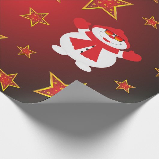 Red Gold Glitter-kerststerren & Snowman Cadeaupapier (Hoek)