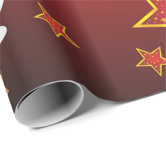 Red Gold Glitter-kerststerren & Snowman Cadeaupapier (Rol Hoek)