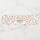 Red Gold Glitter Klasse van 2025 Afstuderen Waterfles Etiket (Enkel label)
