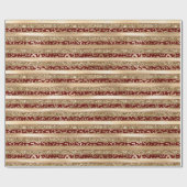 Red Gold Glitter Leopard Print Stripes Cadeaupapier (Vlak)