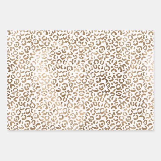 Red Gold Glitter Leopard Print Stripes Inpakpapier Vel (Voorkant 3)