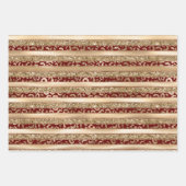 Red Gold Glitter Leopard Print Stripes Inpakpapier Vel (Voorkant)