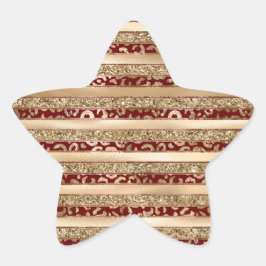 Red Gold Glitter Leopard Print Stripes Ster Sticker
