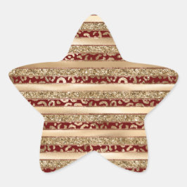 Red Gold Glitter Leopard Print Stripes Ster Sticker