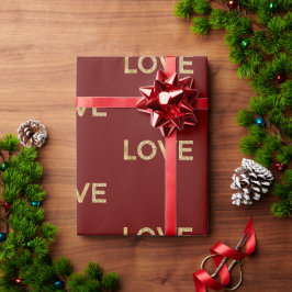 Red Gold Glitter Liefde Cadeaupapier