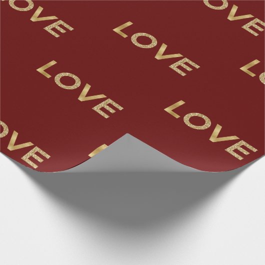 Red Gold Glitter Liefde Cadeaupapier (Hoek)