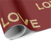 Red Gold Glitter Liefde Cadeaupapier (Rol Hoek)