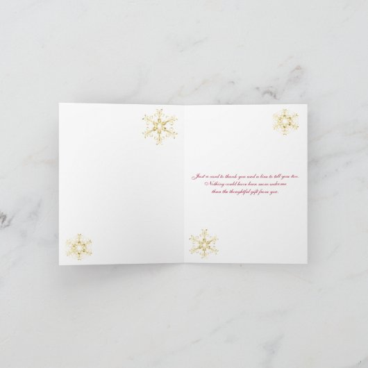 Red, Gold Glitter LOOK Snowflakes Hartelijk dank Bedankkaart (Binnen)
