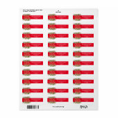 RED Gold Glitter Merry kerst Holly Etiket (Full Sheet)