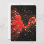 Red Gold Glitter Monkey Lunar New Year Party Kaart (Achterkant)