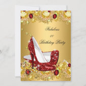 Red Gold Glitter op hoog niveau Fabulous Party Kaart (Voorkant)