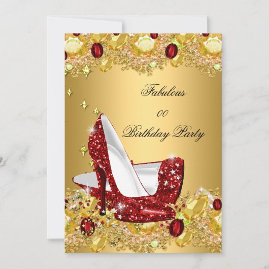 Red Gold Glitter op hoog niveau Fabulous Party Kaart (Voorkant)