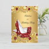 Red Gold Glitter op hoog niveau Fabulous Party Kaart (Staand voorkant)