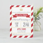 Red Gold Glitter Prince Birthday Uitnodiging (Staand voorkant)